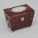 Late Victorian Silver Mounted Tortoiseshell Tea Caddy, Cornelius Saunders & Frank Shepherd, Chester,