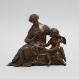 French Classical Patinated Bronze Mantle Group of a Venus and Cupid, 19th century, 9.5 x 11 in — 24.
