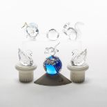 Five Swarovski Crystal Animal Figures, 1995-2007, largest height 4.6 in — 11.8 cm (6 Pieces)
