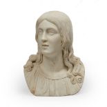 French School White Marble Bust of Joan of Arc, 19th century, height 17.5 in — 44.5 cm