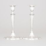 Pair of English Silver Table Candlesticks, Crichton Bros., London. 1917, height 11.4 in — 29 cm (2 P