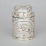 Continental Silver Tea Caddy, probably German, early 20th century, height 4.4 in — 11.2 cm