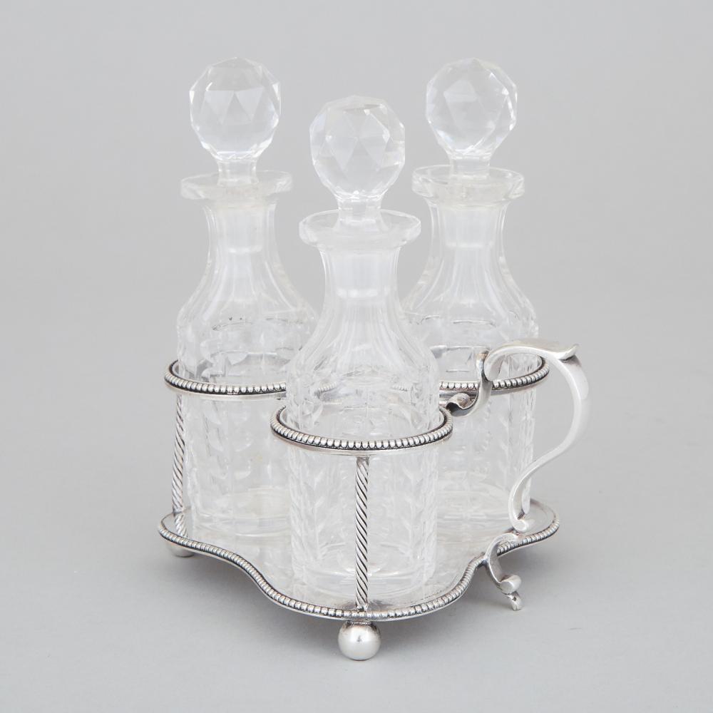 George III Silver Three-Bottle Cruet, probably Samuel Whitford II, London, c.1800, height 4.8 in — 1