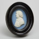 Wedgwood Blue Jasper Portrait Plaque of Josiah Wedgwood, 19th century, overall height 6.3 in — 16 cm