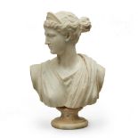 After the Ancient Italian White Marble Bust of DIana Chasseresse, 19th century, height 23.4 in — 59.