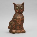 Ontario Folk Art Carved and Polychromed Model of a Seated Cat, early 20th century, height 13.8 in —