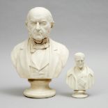 Two Victorian Parian Busts: William Ewart Gladstone, M.P. by Robinson and Leadbeater, and Count Alfr