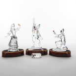 Swarovski Crystal ‘Masquerade’ Trilogy: Pierrot, Columbine, and Harlequin, 1999/2000/2001, largest h