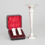 Canadian Silver Vase, Henry Birks & Sons, Montreal, Que., c.1904-24 and a Pair of Edwardian Pepper C