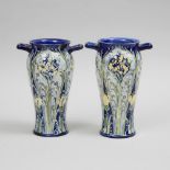 Pair of Macintyre Moorcroft Florian Cornflower Two-Handled Vases, c.1902, height 10.2 in — 26 cm (2