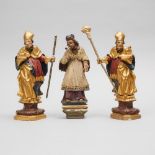 Three South German Polychromed Figures of Saints, 20th century, height 10.6 in — 26.9 cm