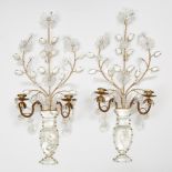 Pair of Large Rock Crystal Mounted Gilt Metal Wall Sconces, mid 20th century, height 32 in — 81.3 cm