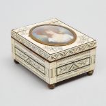 Continental Bone Veneered Dresser Box, early 20th century, 2.5 x 3.6 x 4.7 in — 6.4 x 9.1 x 12 cm