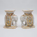 Pair of Italian Faience Elephant Form Garden Stools, mid 20th century, height 20 in — 50.8 cm (2 Pie