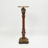 Large Napoleon III Ormolu Mounted Kingwood and Burl Walnut Inlaid Rosewood Column Form Pedestal, c.1