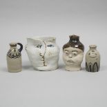 Wato Abe (Japanese, b.1937), Four Figural Vessels, late 20th/early 21st century, largest height 5.3
