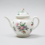 Worcester Polychrome Floral Decorated Globular Teapot and Cover, c.1775, height 5.9 in — 15 cm