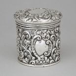 Late Victorian Repoussé Silver Mounted Glass Jar, James Deakin & Sons, Chester, 1899, height 3.5 in