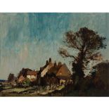 Edward Seago (1910-1974), COTTAGES NEAR NEATISTEAD, NORFOLK, Oil on masonite board; signed lower lef