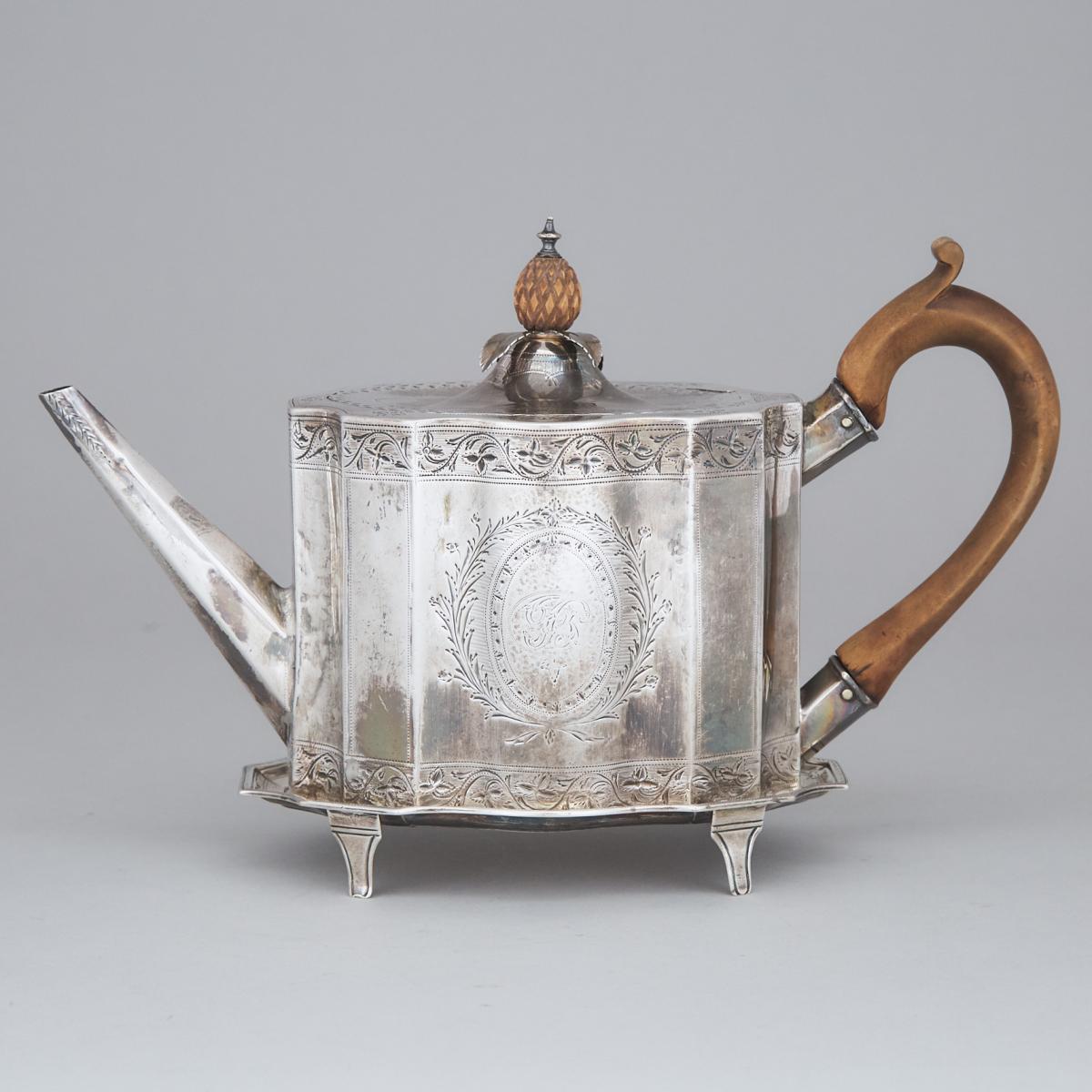 George III Silver Teapot and Stand, Thomas Holland, London, 1792, overall height 6.7 in — 17 cm (2 P