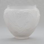 'Néfliers', Lalique Moulded and Frosted Glass Vase, c.1925-30, height 5.6 in — 14.3 cm