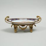 Ormolu Mounted 'Sèvres' Oval Centrepiece, early 20th century, length 11.8 in — 30 cm