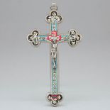 Italian Micromosaic Crucifix, 20th century, height 5.8 in — 14.7 cm