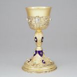 Continental Enameled Silver-Gilt Large Goblet, 20th century, height 8.7 in — 22 cm