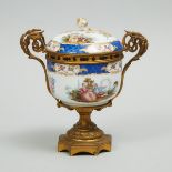 Gilt Bronze Mounted Meissen Two-Handled Pot-Pourri Vase and Cover, late 19th century, height 8.3 in