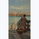 Henry Woods (1846-1921), VENICE (FLOWER GIRL ON THE GIUDECCA), 1895, Oil on canvas; signed and dated