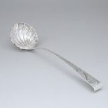 George II Irish Silver Hook-End Soup Ladle, Christopher Haines (mark of), Dublin, 1739, length 14 in