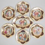 Six Pauly & Co., Venezia Vienna-Style Plates and an Oval Platter, early 20th century, platter length