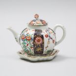 Worcester Japan Pattern Teapot with Cover and a Stand, c.1770, height 5.5 in — 14 cm, diameter 5.5 i