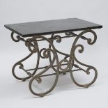 French Iron, Brass and Slate Baker's Table, 20th century