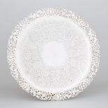 English Silver Plated Large Circular Salver, Ellis-Barker Silver Co., 20th century, diameter 19.7 in