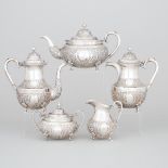 Indian Silver Tea and Coffee Service, c.1900, coffee pot height 8.8 in — 22.3 cm (5 Pieces)