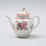 Worcester or Caughley Chinese Export Style Globular Teapot and Cover, c.1775, height 6.1 in — 15.5 c