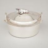 Victorian Silver Covered Butter Dish, c.1840 and later, height 3.5 in — 9 cm, diameter 5.3 in — 13.5