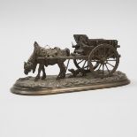 Russian School Bronze of Horse and Cart, after Lanceray , c.1900, diameter 10.5 in — 26.7 cm