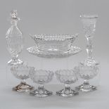Group of Anglo-Irish Cut Glass, early 19th century, bottle height 8.5 in — 21.5 cm (8 Pieces)