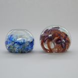 Karl Schantz (American-Canadian, b.1944), Two Glass Paperweights, 1977/78, largest diameter 3.1 in —