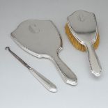 American Silver Hair Brush, Hand Mirror and a Button Hook, Tiffany & Co., New York, N.Y., c.1930, mi