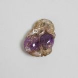 Small Chinese Carved Fluorite Double Peach Form Group, 20th century, height 1.95 in — 5 cm