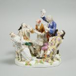 Meissen Figure Group of Card Players, late 19th century, height 10.2 in — 26 cm