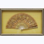 Frame Cased French Sequined Silk Fan, early 20th century, fan width 14.5 in — 36.8 cm; 13 x 20.5 in