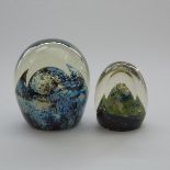 Toan Klein (American/Canadian, b.1949), Two Internally Decorated Glass Paperweights, 1977/81, larges