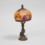 Romanian Gallé Style Cameo Glass Boudoir Table Lamp, mid 20th century, height 13 in — 33 cm
