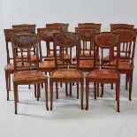 Set of Eleven French Art Nouveau Carved Mahogany Dining Chairs, 19th/early 20th century, 37.5 x 17.5