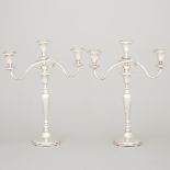 Pair of American Silver Three-Light Candelabra, Revere Silversmiths, Brooklyn, N.Y., 20th century, h