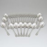 Twelve Late Victorian Silver Hanoverian Pattern Dessert Spoons and Twelve Forks, George Maudsley Jac